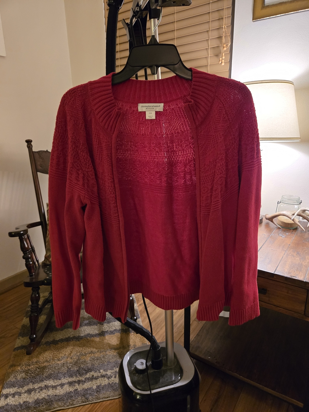 Christopher & Banks Red Open-Front Knit Cardigan